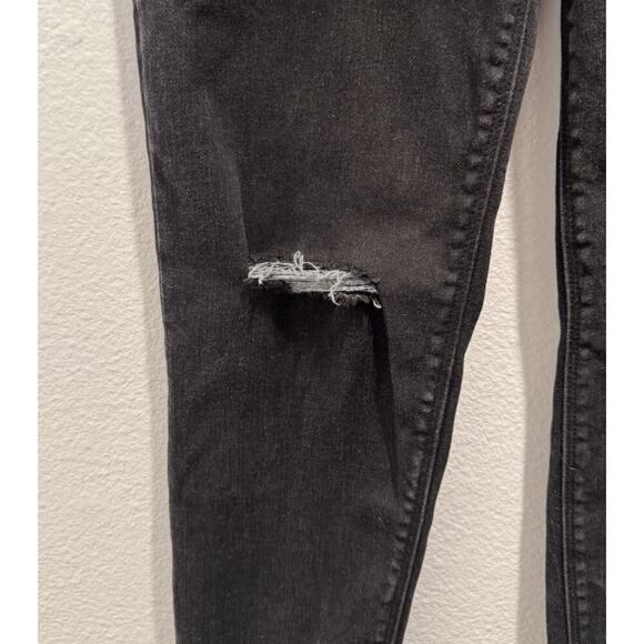 Spanx Size Medium Distressed Skinny Jeans Pull On Black Stretch Ankle - Picture 4 of 8